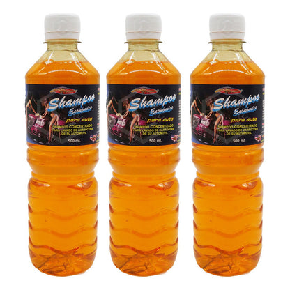 3 Shampoo Espumoso Auto Concentrado Acabado Brillante 500ml