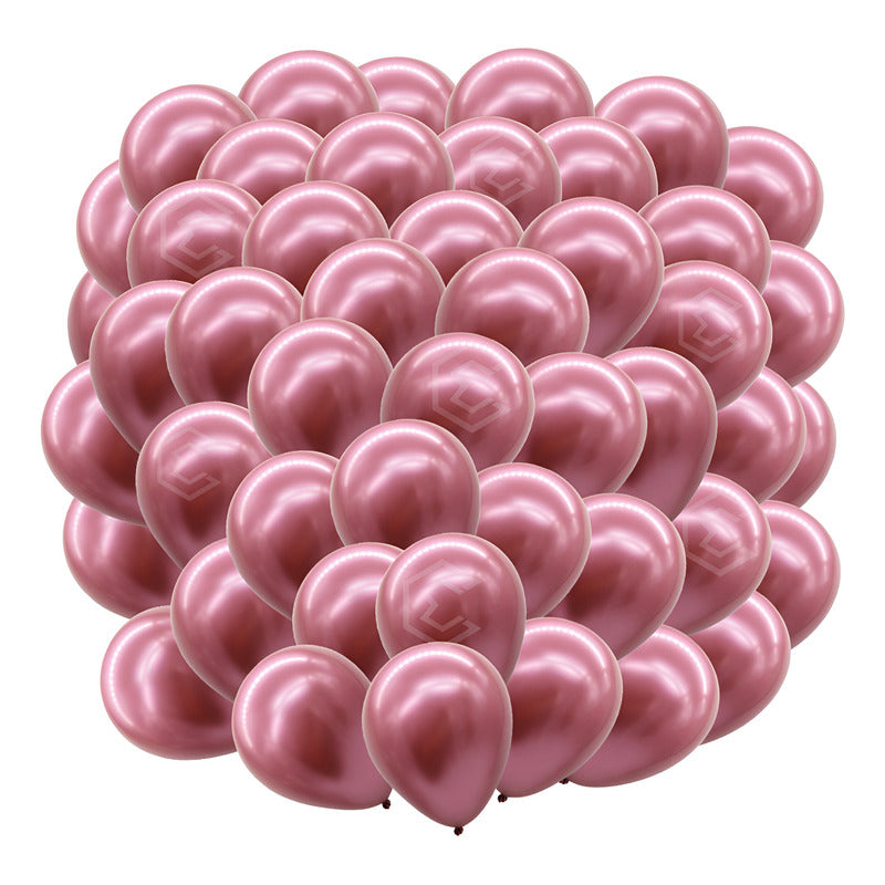 Bolsa 100 Globos Rosa Metalico #5 Adorno Fiestas Bodas Latex Rosa Metálico