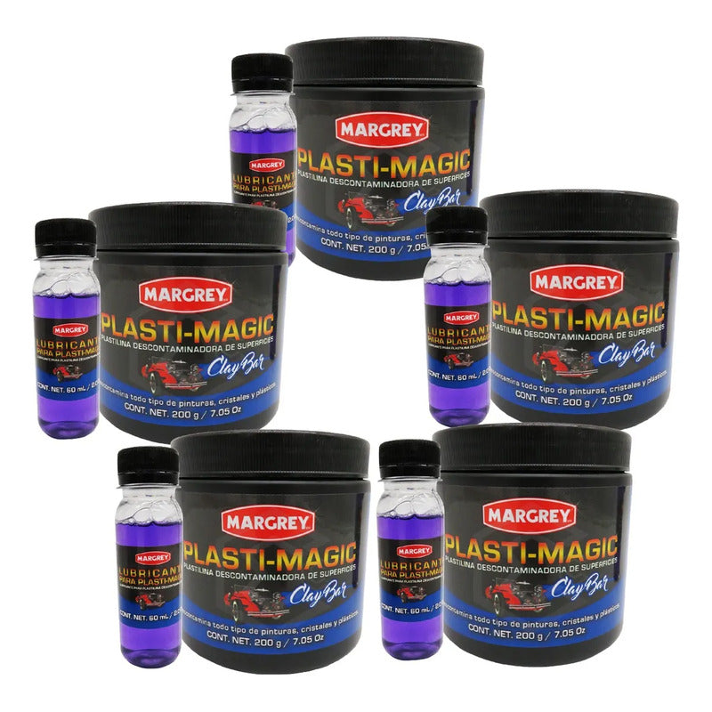 5 Plastilina Arcilla Descontamina Plásti Magic 200gr Margrey Violeta