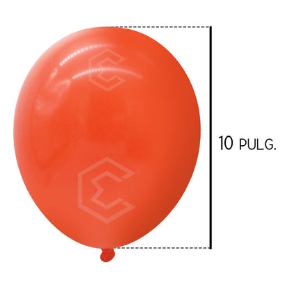 Bolsa 100 Globos Naranja Rojo Brilloso #10 Fiesta Boda Latex