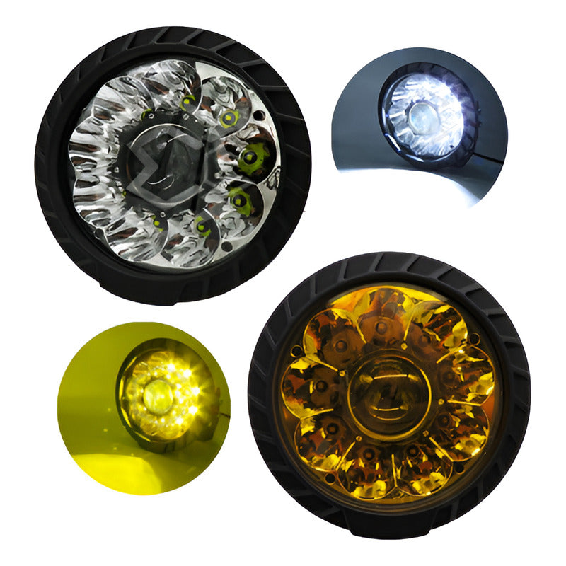 Faros Universales Redondo 10 Leds Hiper Lupa Fijo 7'' 12-24v
