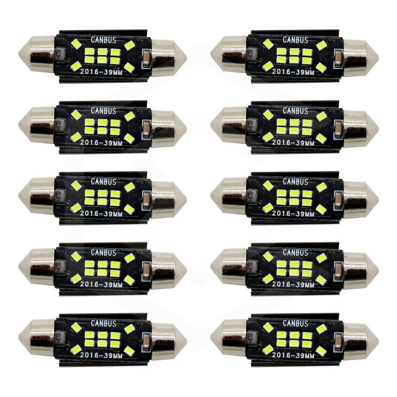 Kit 10 Focos Luz Interior 10 Leds Canbus 31mm 36mm 39mm 41mm