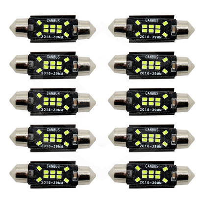 Kit 10 Focos Luz Interior 10 Leds Canbus 31mm 36mm 39mm 41mm