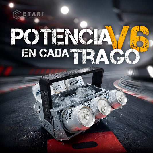 Hielera Enfriador Cervezas 6 Latas Portatil Motor V6 3d Petg Gris